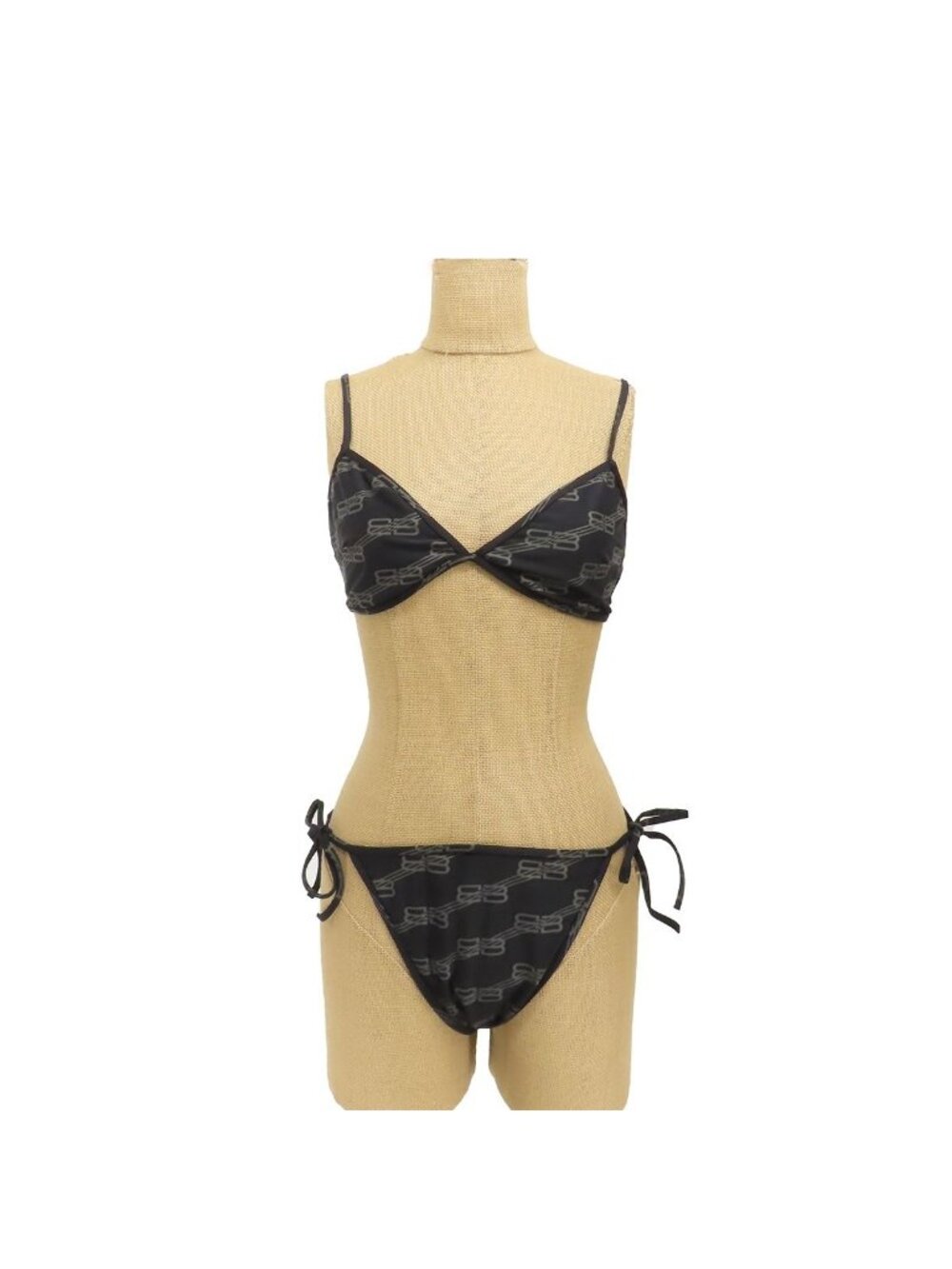 Balenciaga BB Monogram Swimwear Black Gray Nylon Polyurethane Swimsuit Bikini